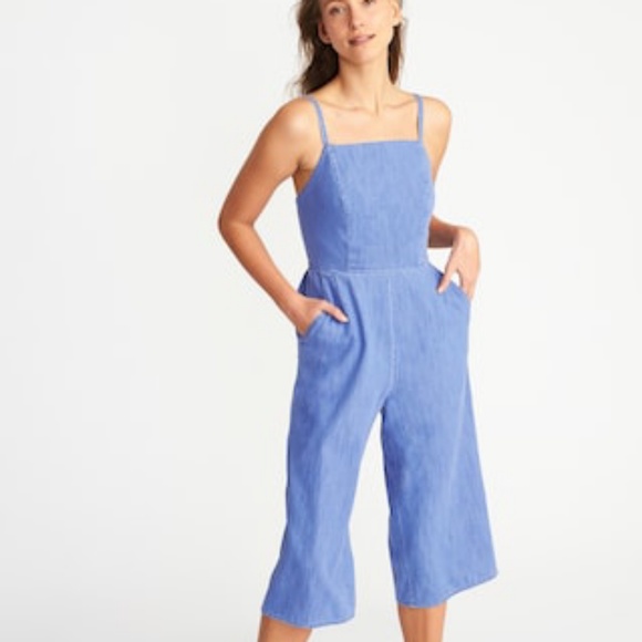 chambray jumpsuit wide leg